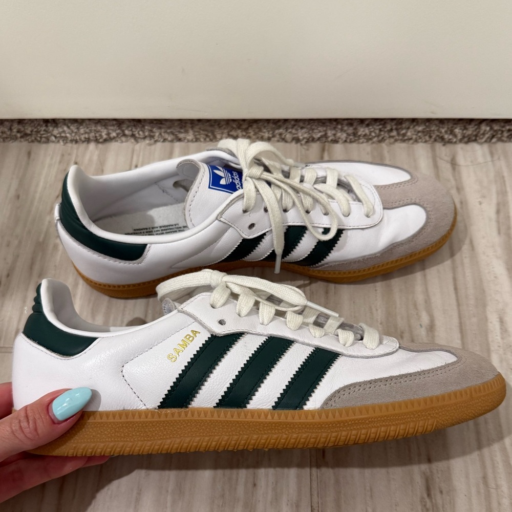 Worn twice green and white samba